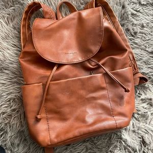 Faux cognac leather backpack
